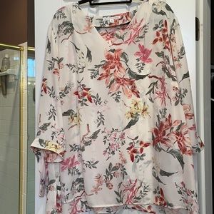 3x violet + Claire 3/4 sleeve floral shirt